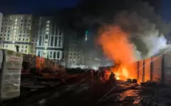 Гвардейцы помогли потушить пожар на стройке в Астане