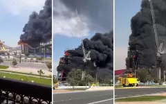 Крупный пожар вспыхнул в аквапарке в Абу-Даби