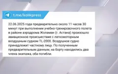 Легкомоторный самолёт потерпел крушение близ Астаны