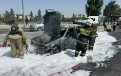 Близ Алтын Орды в Алматы сгорел Mercedes