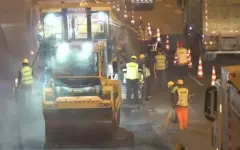 За одну ночь китайские рабочие уложили 8 тысяч тонн асфальта