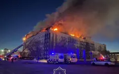 В Актобе горит здание акимата