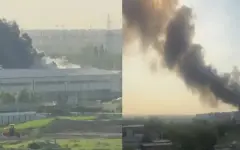 Густой дым над городом: вблизи Алматы вспыхнул пожар на заводе